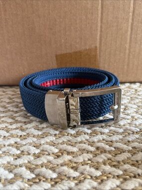 Men's Nexbelt Navy Woven Belt with Silver Buckle